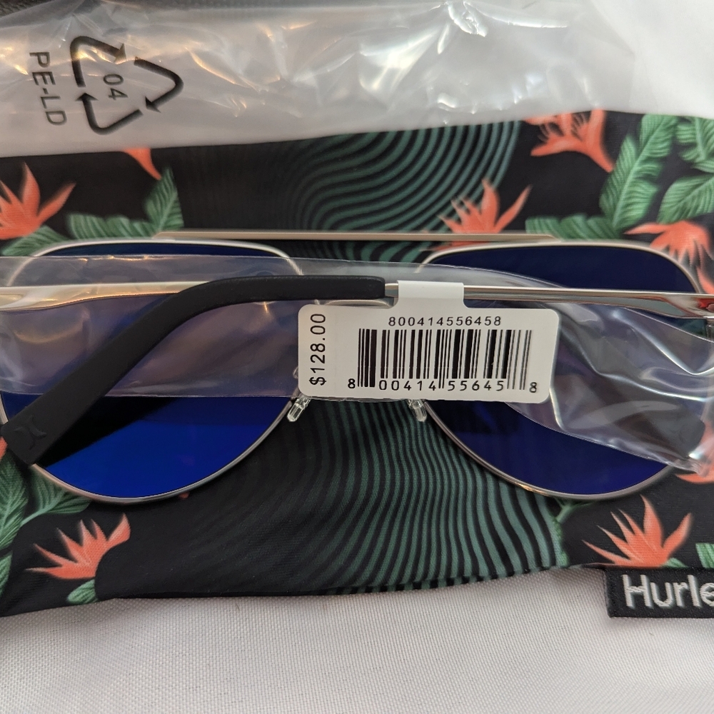NWT Hurley Men's Beachbreak Shiny Gunmetal Sunglasses with Case - Picture 6 of 6
